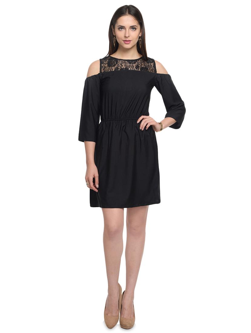 solid black blouson dress - 14265106 - Zoom Image - 1