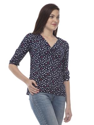 navy blue printed regular top - 14265121 - Standard Image - 2