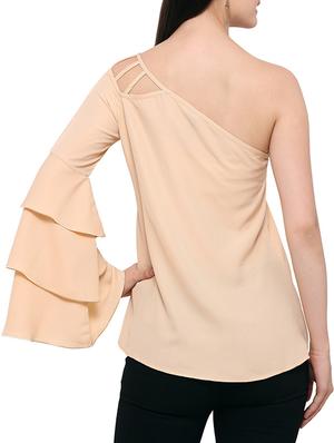beige casual ruffle top - 14265769 - Standard Image - 3