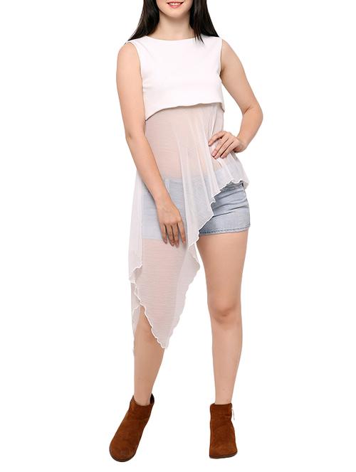 white scuba asymmetric tunic - 14265771 - Standard Image - 1