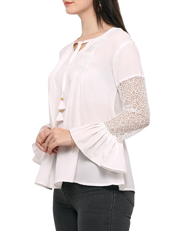 solid white casual top - 14265773 - Zoom Image - 2