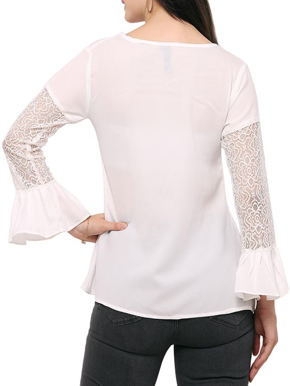 solid white casual top - 14265773 - Zoom Image - 3