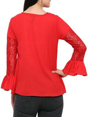 solid red casual top - 14265774 - Standard Image - 3