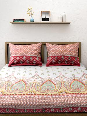 premium satin cotton super king ethnic print bed sheet with two pillow cover - 14265882 - Standard Image - 2