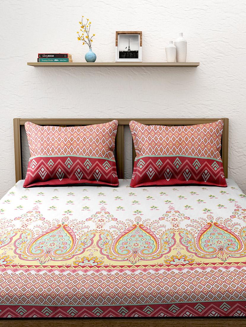 premium satin cotton super king ethnic print bed sheet with two pillow cover - 14265882 - Zoom Image - 2