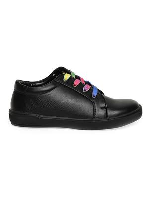 black leatherette lace up sneaker - 14268506 - Standard Image - 2