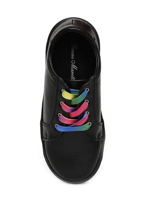 black leatherette lace up sneaker - 14268506 - Standard Image - 4