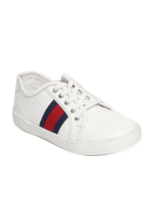 white leatherette lace up sneaker - 14268510 - Standard Image - 1