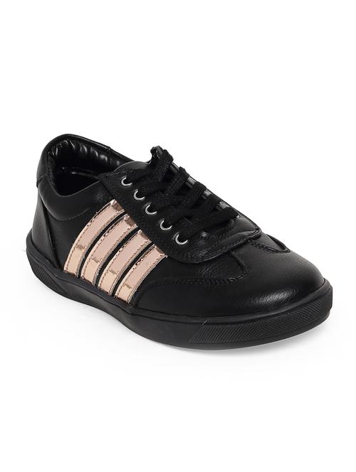 black leatherette lace up sneaker - 14268513 - Standard Image - 1