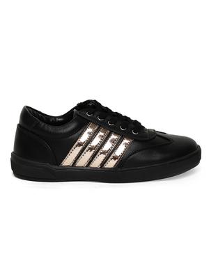 black leatherette lace up sneaker - 14268513 - Standard Image - 2