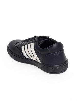 navy blue leatherette lace up sneaker - 14268514 - Standard Image - 3
