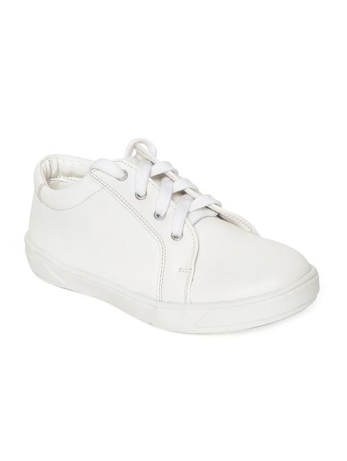 white leatherette lace up sneaker - 14268527 - Standard Image - 1