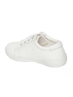white leatherette lace up sneaker - 14268527 - Standard Image - 3