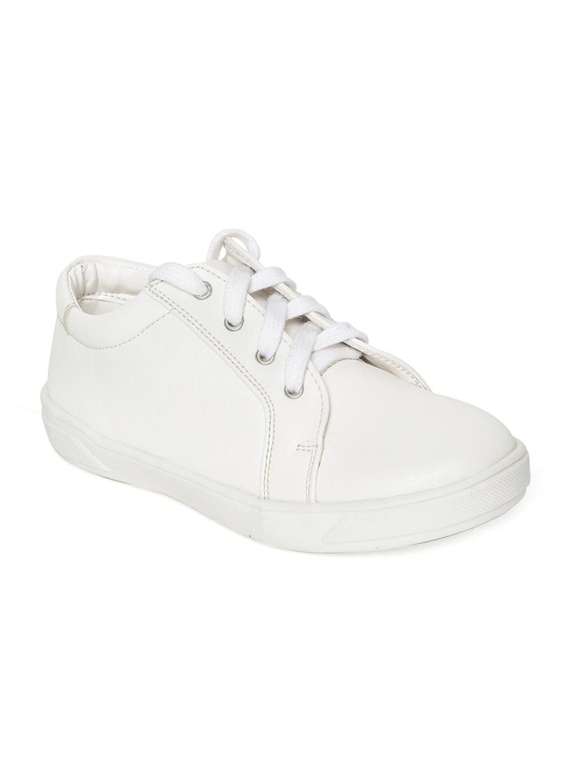 white leatherette lace up sneaker - 14268527 - Zoom Image - 1