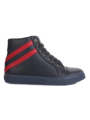 navy blue leatherette lace up sneaker - 14268535 - Standard Image - 2