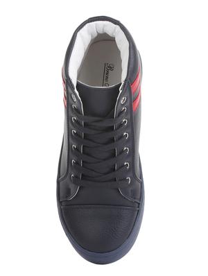 navy blue leatherette lace up sneaker - 14268535 - Standard Image - 4