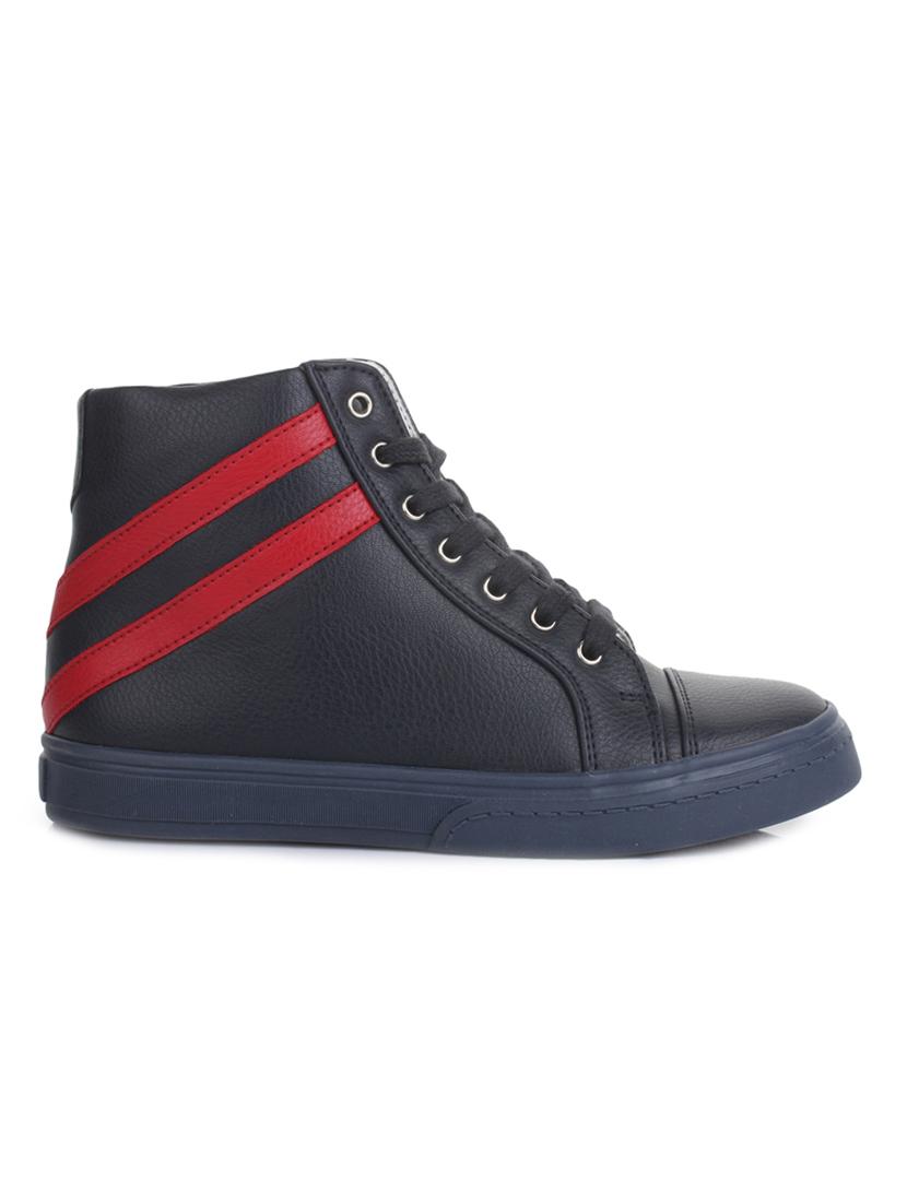 navy blue leatherette lace up sneaker - 14268535 - Zoom Image - 2