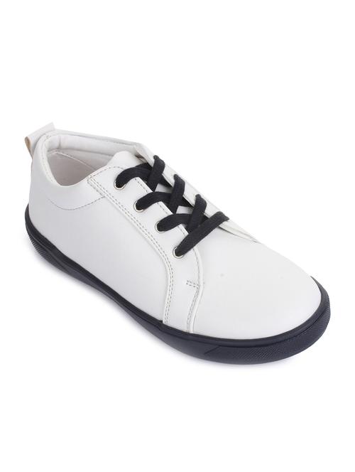 white leatherette lace up sneaker - 14268540 - Standard Image - 1