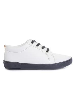 white leatherette lace up sneaker - 14268540 - Standard Image - 2
