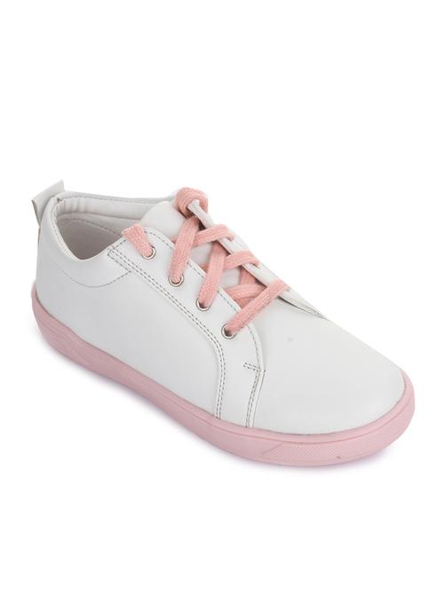 white leatherette lace up sneaker - 14268541 - Standard Image - 1