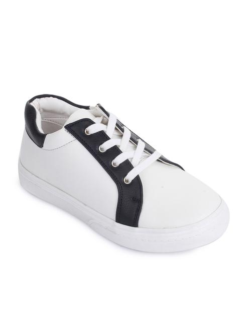 white leatherette lace up sneaker - 14268542 - Standard Image - 1