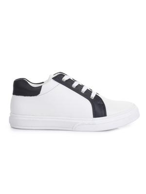 white leatherette lace up sneaker - 14268542 - Standard Image - 2