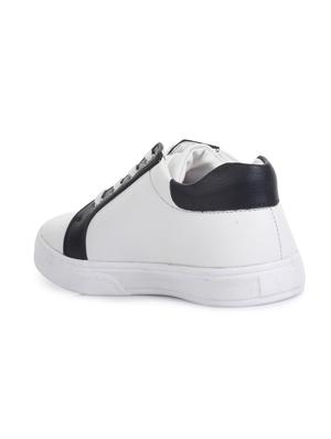 white leatherette lace up sneaker - 14268542 - Standard Image - 3