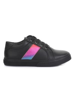 black leatherette lace up sneaker - 14268544 - Standard Image - 2