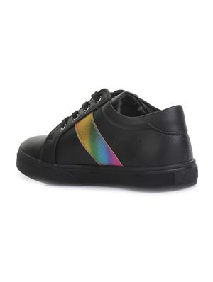 black leatherette lace up sneaker - 14268544 - Standard Image - 3