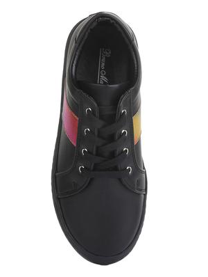 black leatherette lace up sneaker - 14268544 - Standard Image - 4