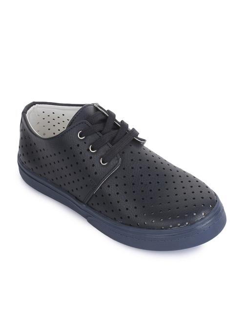navy blue leatherette lace up sneaker - 14268548 - Standard Image - 1
