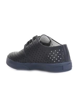 navy blue leatherette lace up sneaker - 14268548 - Standard Image - 3