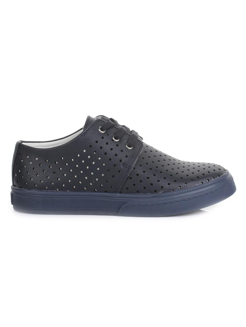 navy blue leatherette lace up sneaker - 14268548 - Zoom Image - 2