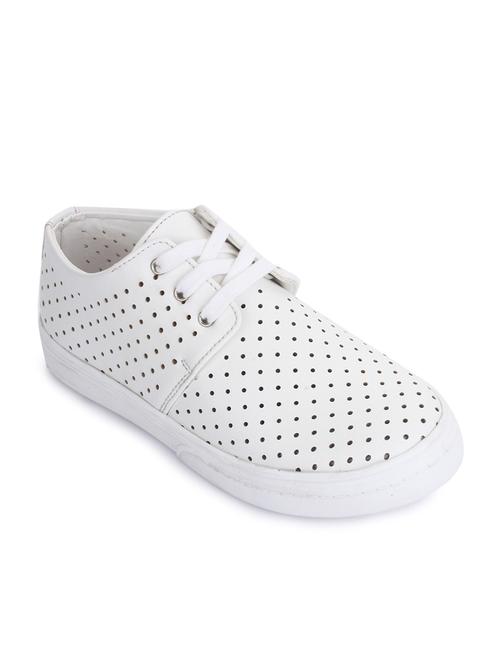 white leatherette lace up sneaker - 14268549 - Standard Image - 1