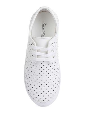 white leatherette lace up sneaker - 14268549 - Standard Image - 4