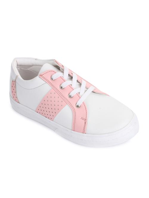 white leatherette lace up sneaker - 14268551 - Standard Image - 1