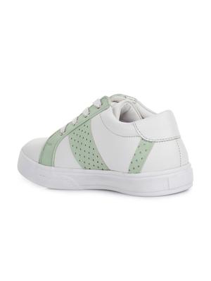 white leatherette lace up sneaker - 14268552 - Standard Image - 3