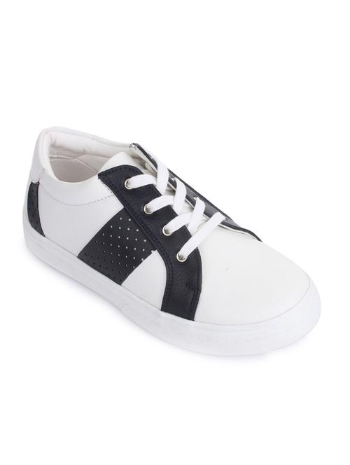 white leatherette lace up sneaker - 14268553 - Standard Image - 1