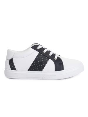 white leatherette lace up sneaker - 14268553 - Standard Image - 2