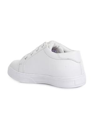 white leatherette lace up sneaker - 14268562 - Standard Image - 3