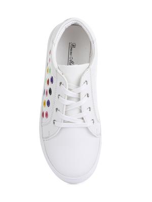 white leatherette lace up sneaker - 14268562 - Standard Image - 4