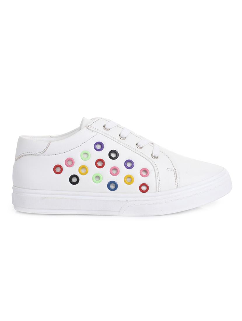 white leatherette lace up sneaker - 14268562 - Zoom Image - 2