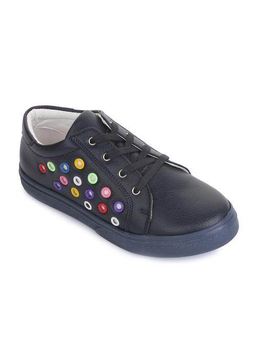 navy blue leatherette lace up sneaker - 14268563 - Standard Image - 1