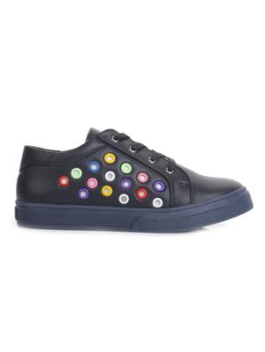 navy blue leatherette lace up sneaker - 14268563 - Standard Image - 2