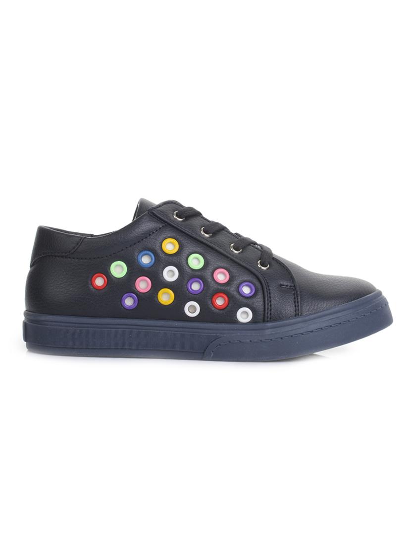 navy blue leatherette lace up sneaker - 14268563 - Zoom Image - 2