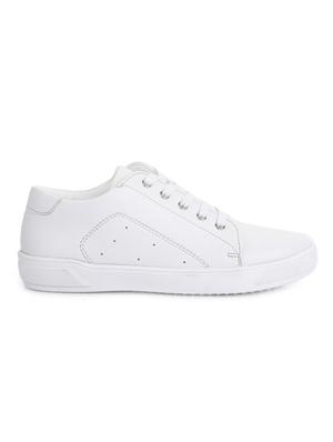 white leatherette lace up sneaker - 14268564 - Standard Image - 2