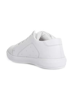 white leatherette lace up sneaker - 14268564 - Standard Image - 3