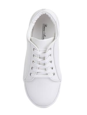 white leatherette lace up sneaker - 14268564 - Standard Image - 4