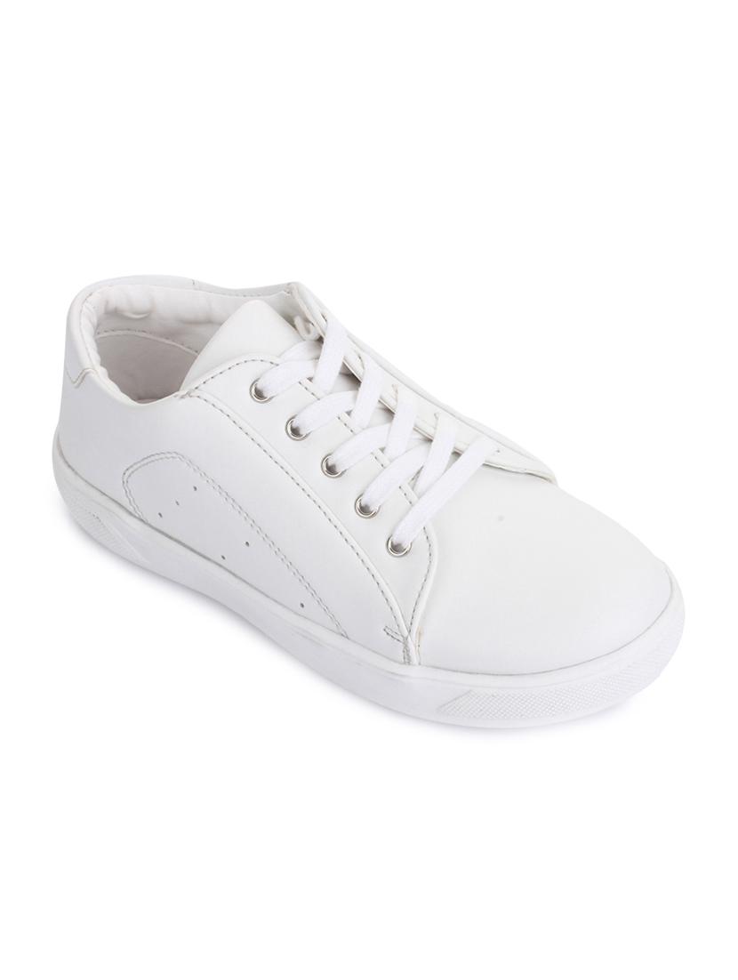 white leatherette lace up sneaker - 14268564 - Zoom Image - 1