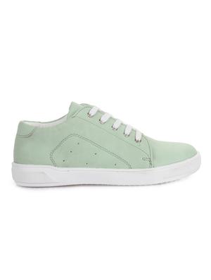 green leatherette lace up sneaker - 14268565 - Standard Image - 2
